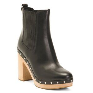 PAIGE Black Leather Adina Mid Calf Boots